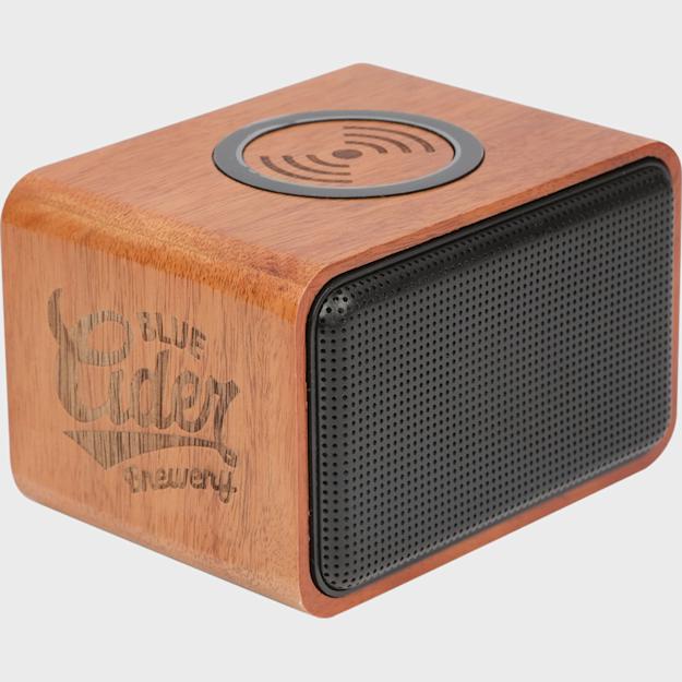 PDP - woodbluetoothspeakerwithwirelesschargingpad square grey background