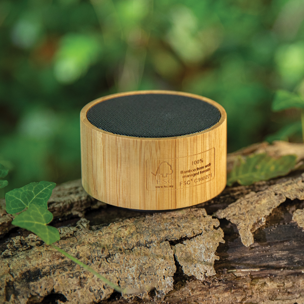 Enceinte sans fil en bambou avec chargeur induction