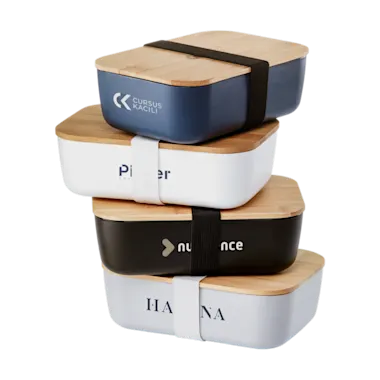 Lunchbox mit Bambusdeckel und Gummiband
