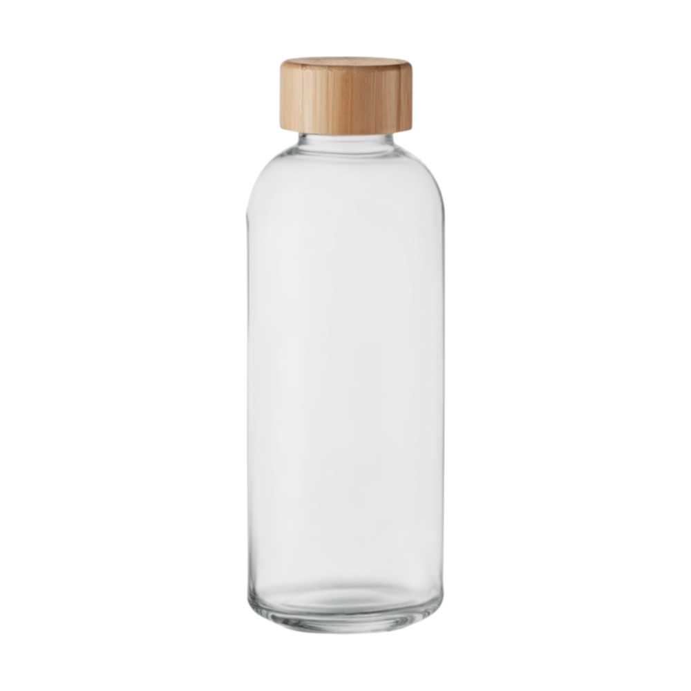 Bouteille en verre 650 ml avec bouchon en bambou