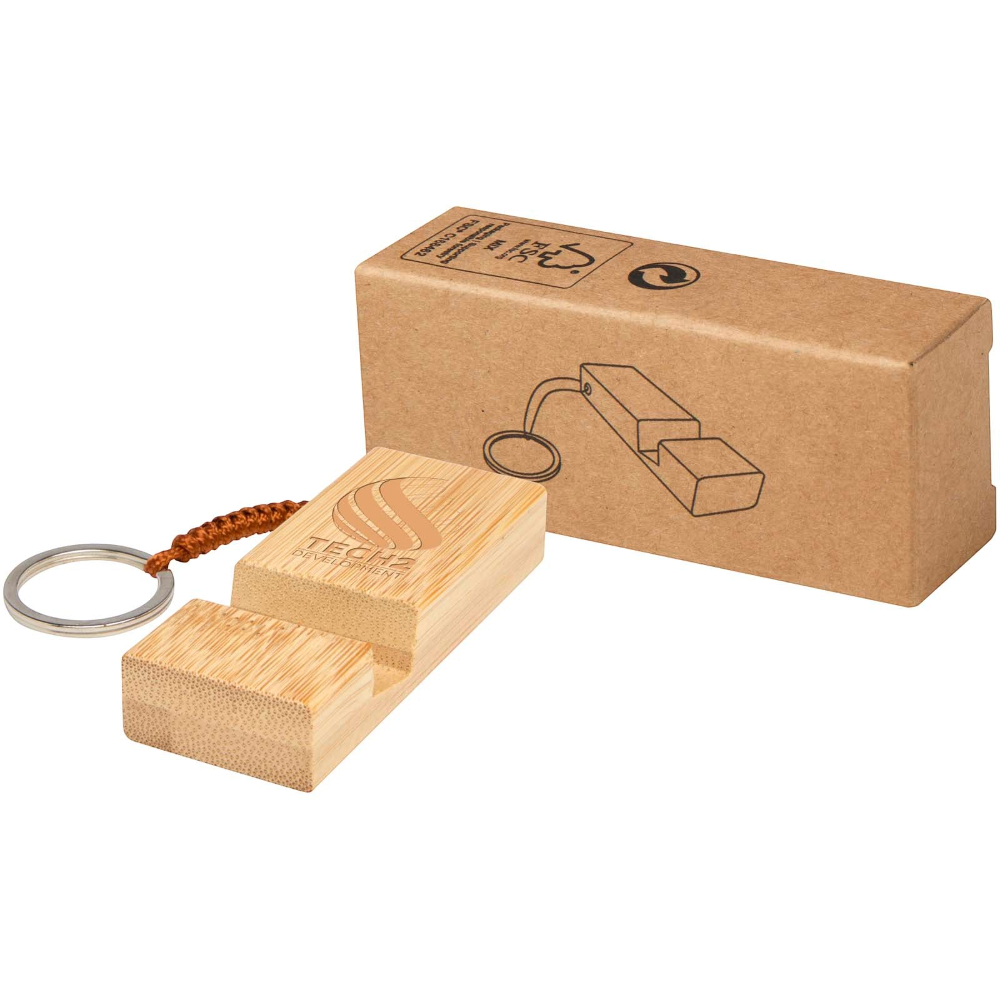 Bamboo Phone Holder with Keychain | HelloPrint