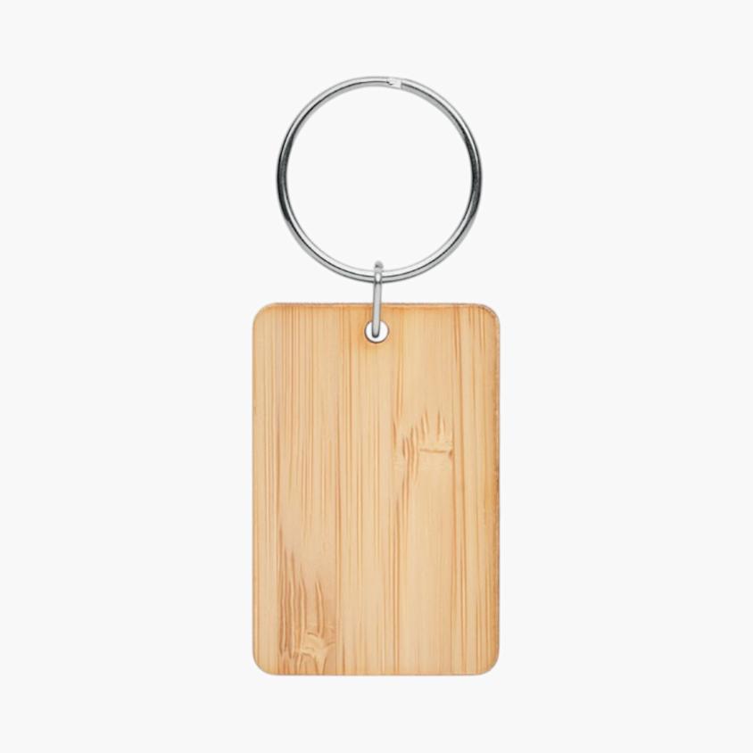 Rectangular Key Ring Keychains ANGLEBOO Rectangular Bamboo Key Ring | HelloPrint