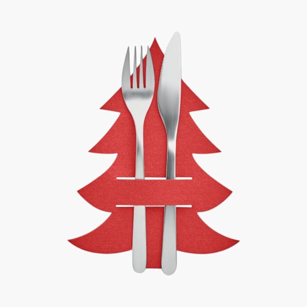 PDP - treesguardsetof4rpetfeltcutleryholdersinchristmastreeshape square #F8F8F8 background