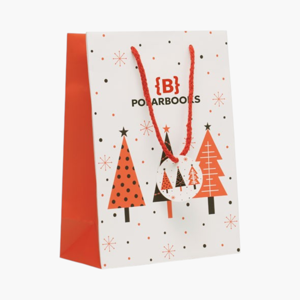 PDP - christmasmediumgiftpaperbag30recycledwithtagincluded square #F8F8F8 background