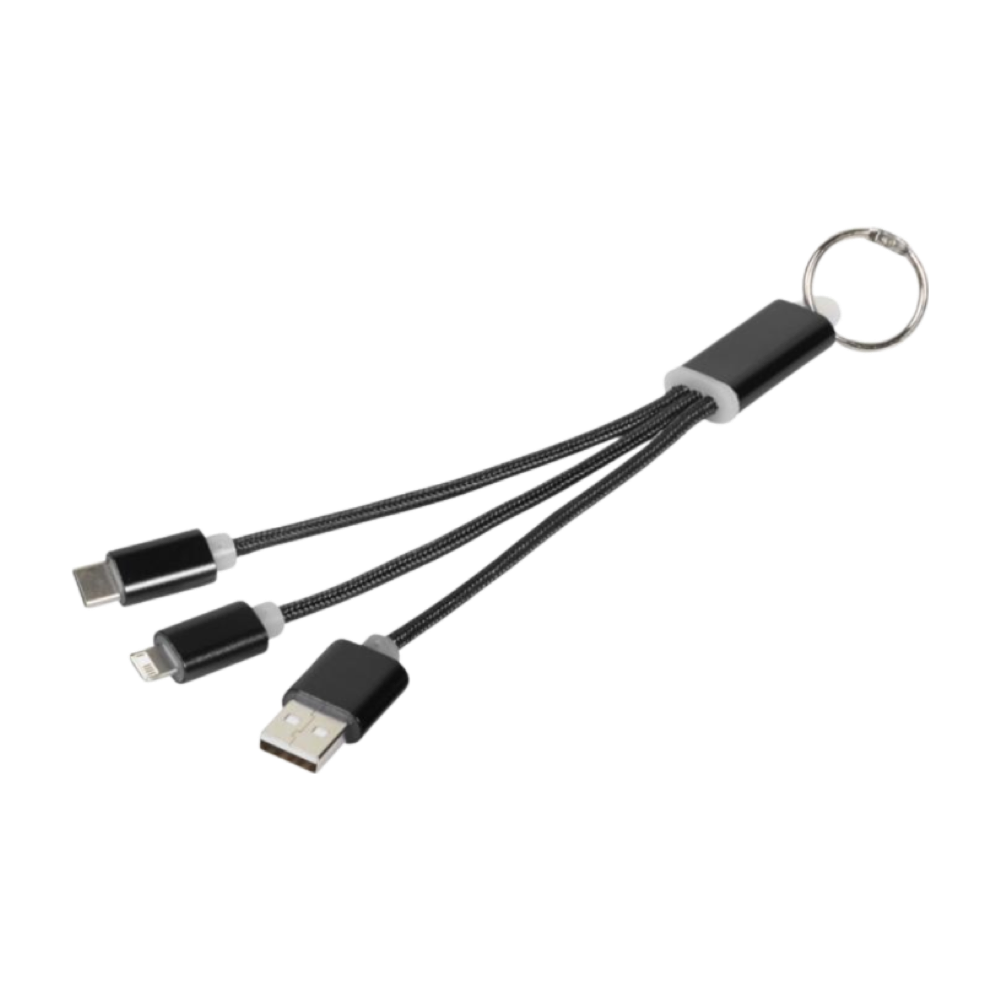 Metal 3-in-1 charging cable black