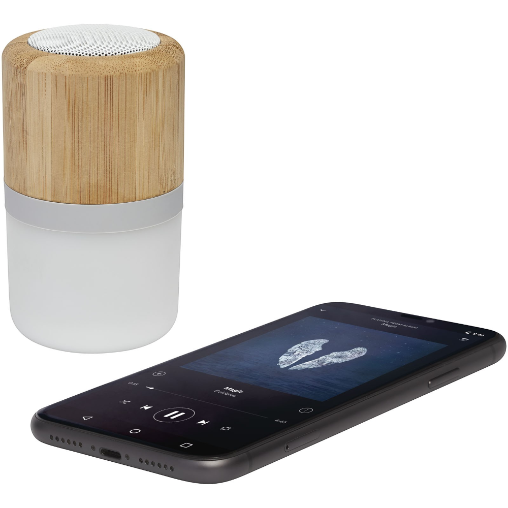 Enceinte Bluetooth lumineuse en bambou