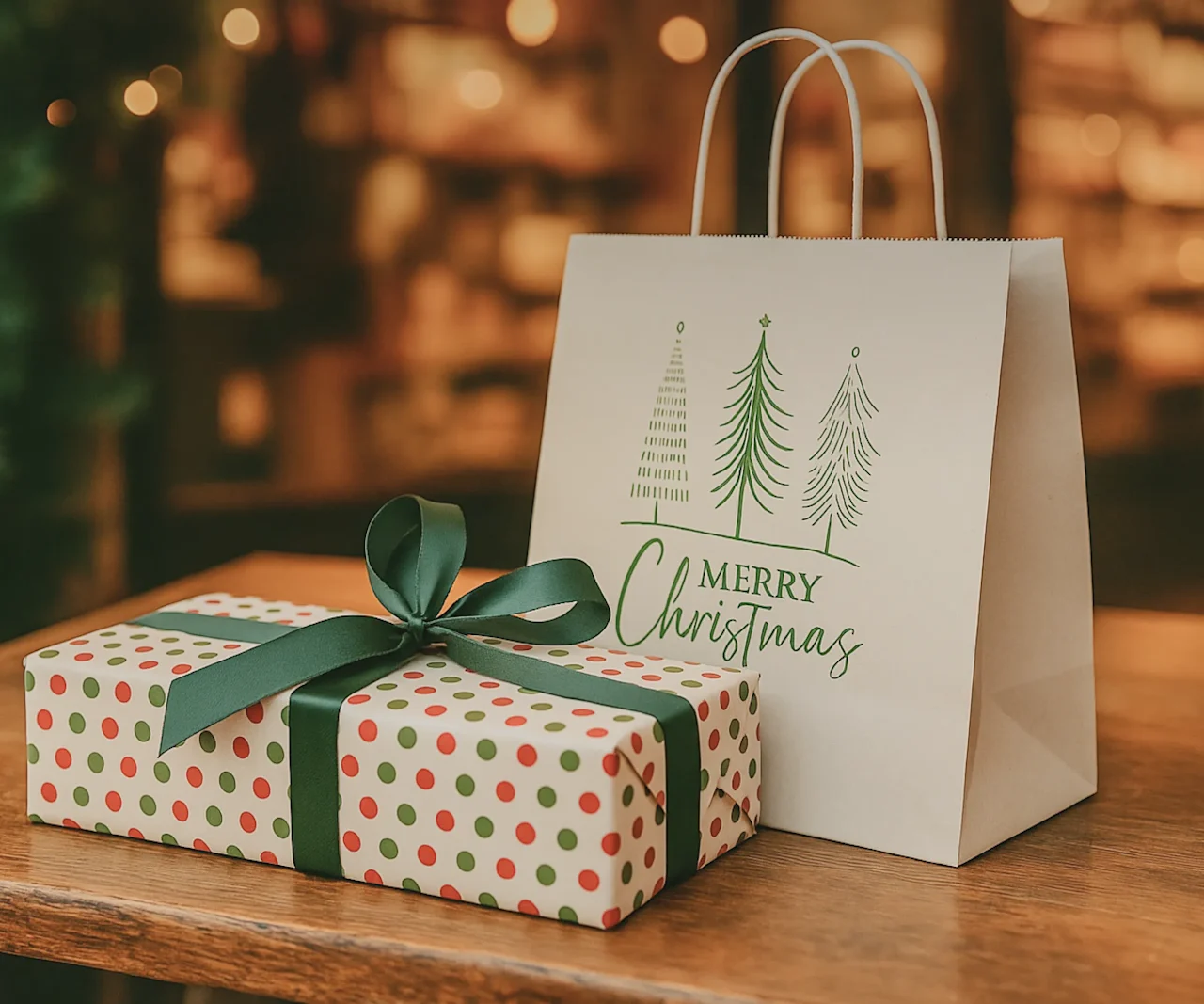 De afwerking met kerstverpakking