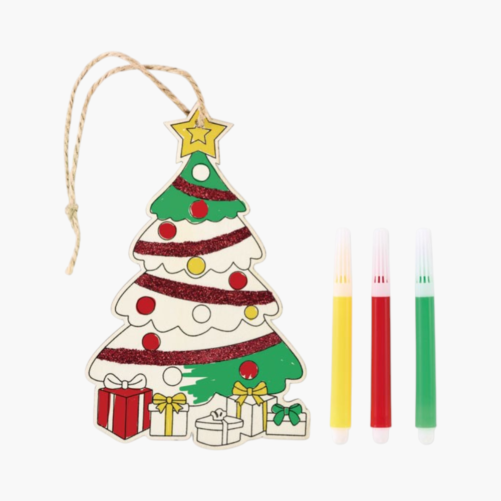 Décoration sapin peuplier avec 3 feutres et cordelette jute