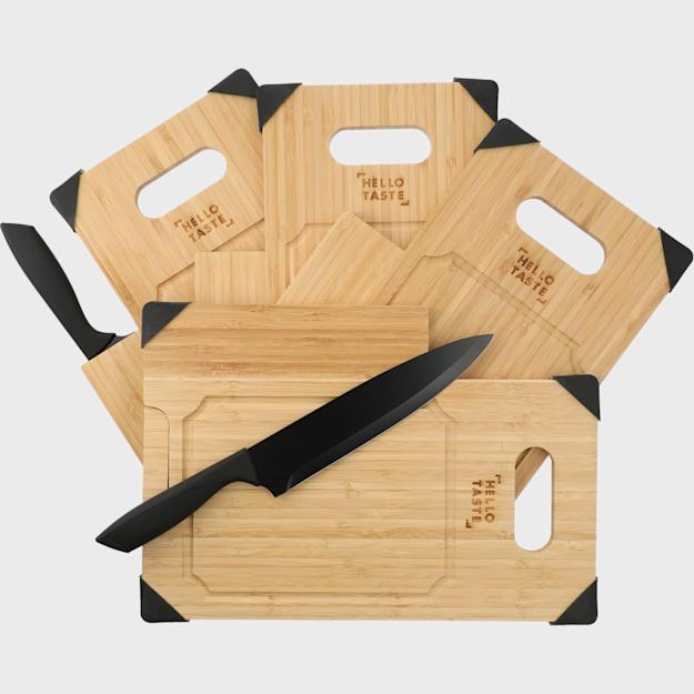 PDP - bamboocuttingboardwithknife square grey background
