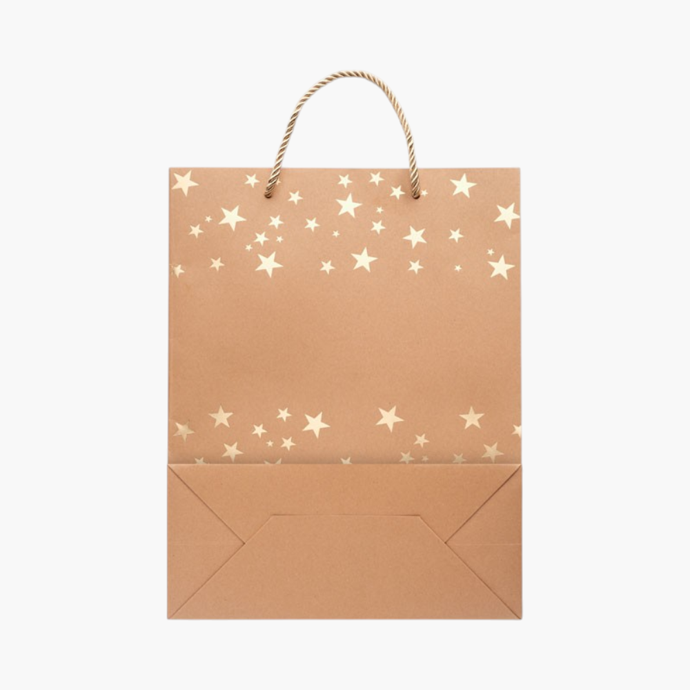 PDP - sparkleelegantgiftkraftpaperbagwithseasonalpattern square #F8F8F8 background