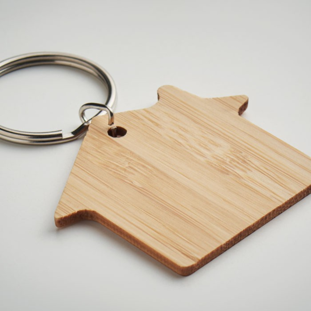 Bamboo House Shaped Key Ring | HelloPrint