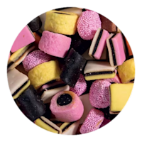 bigglassjar15literfilledwithcandy english licorice