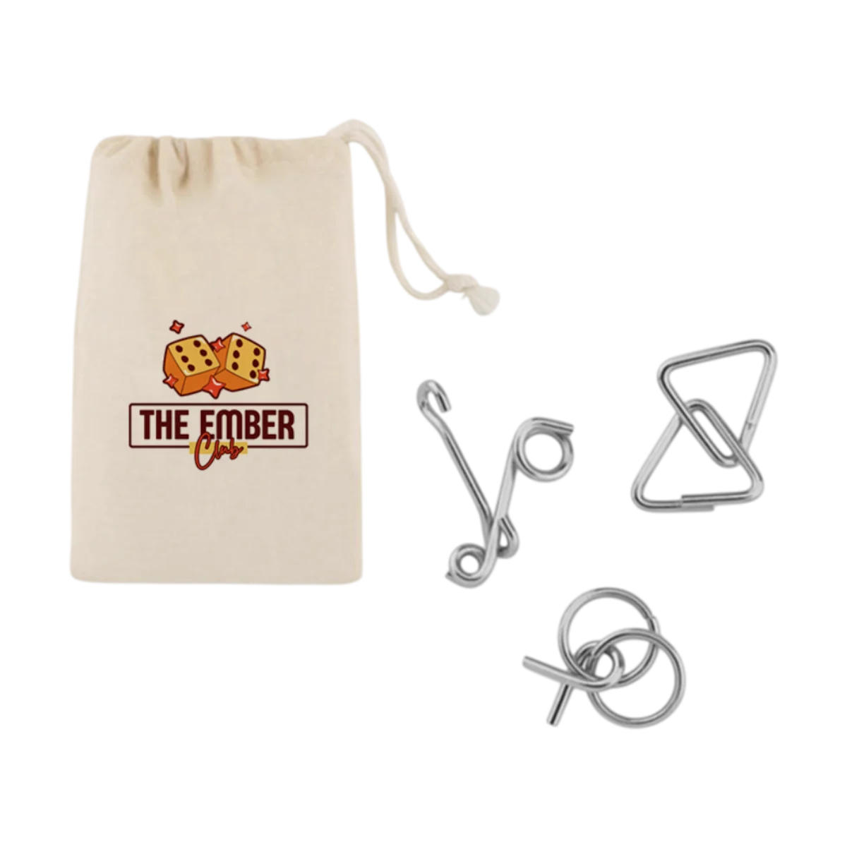 Set of 3 Metal Brain Teasers in Cotton Bag main image