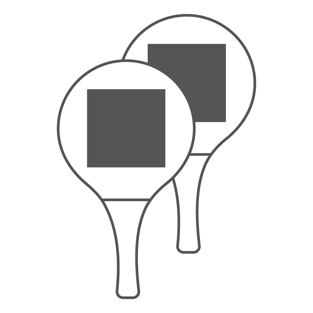 100 x 100 mm - Op beide rackets