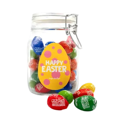 Barattolo di caramelle con uova di Pasqua Tony's