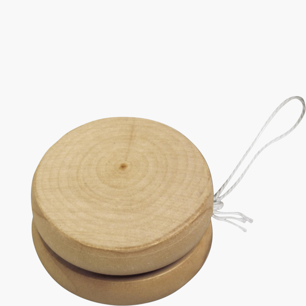 Plain natural wooden yo-yo with a white string