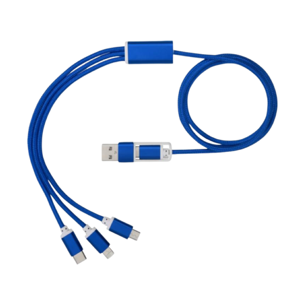 Versatile 5-in-1 charging cable blue
