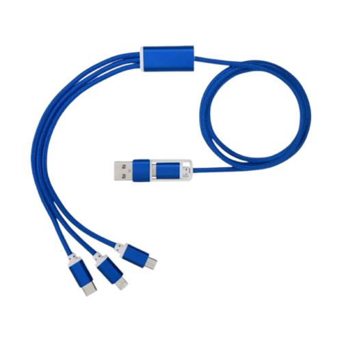 Versatile 5-in-1 charging cable blue