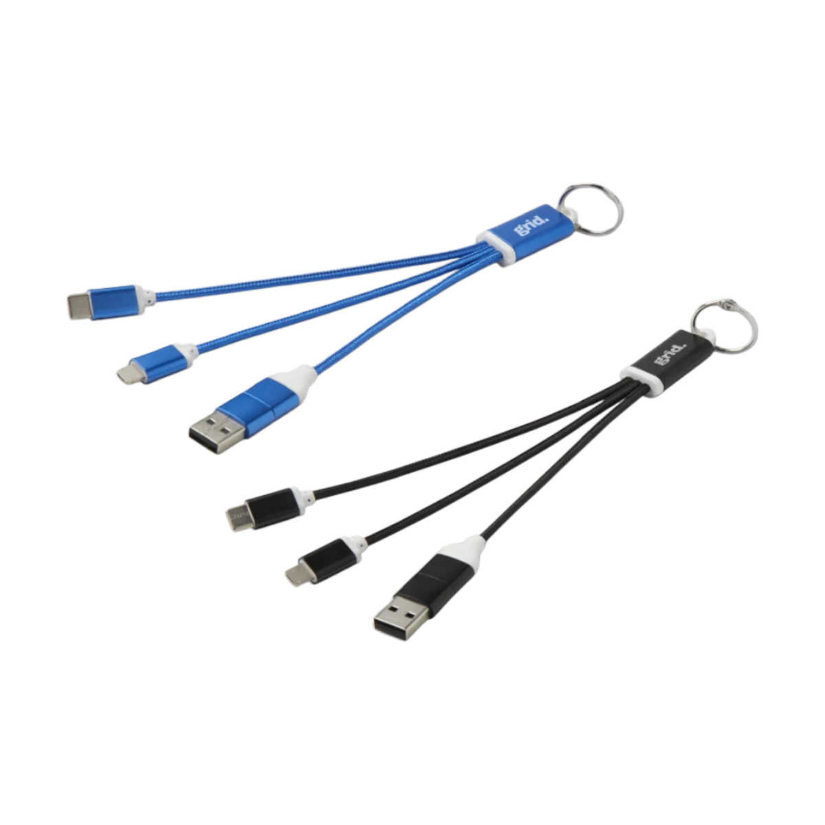 Recycled Aluminium Charging Cable Keychain 4-in-1 main image