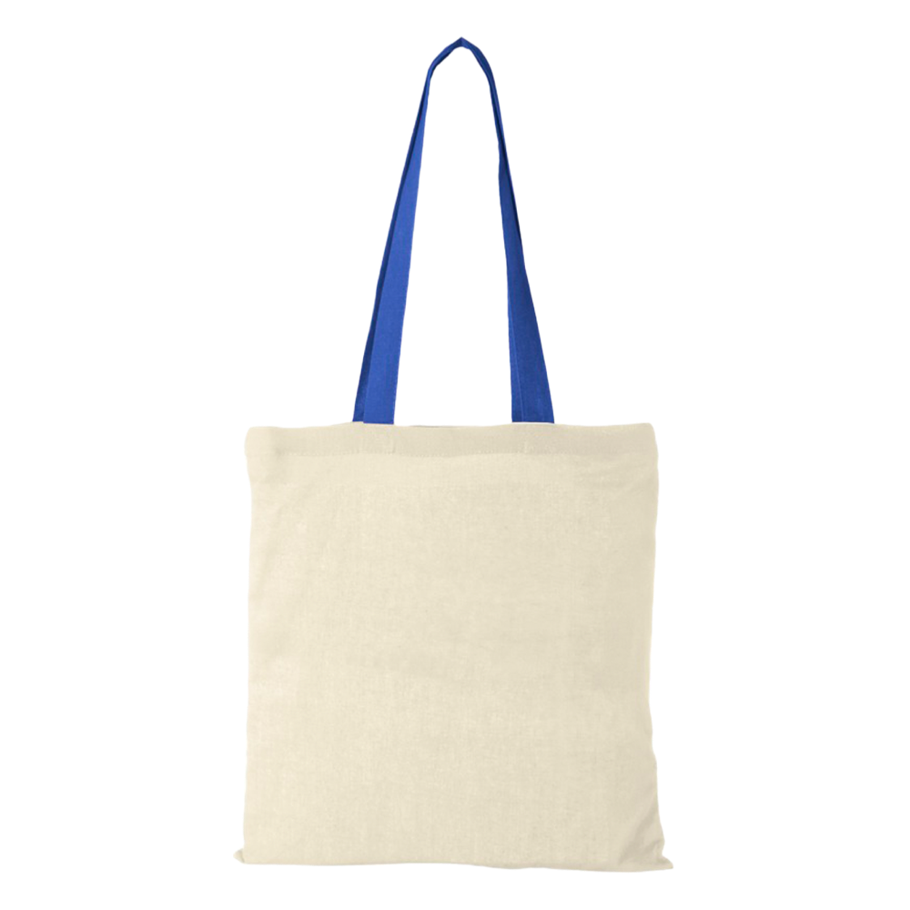 m² cotton tote bag coloured handles blue