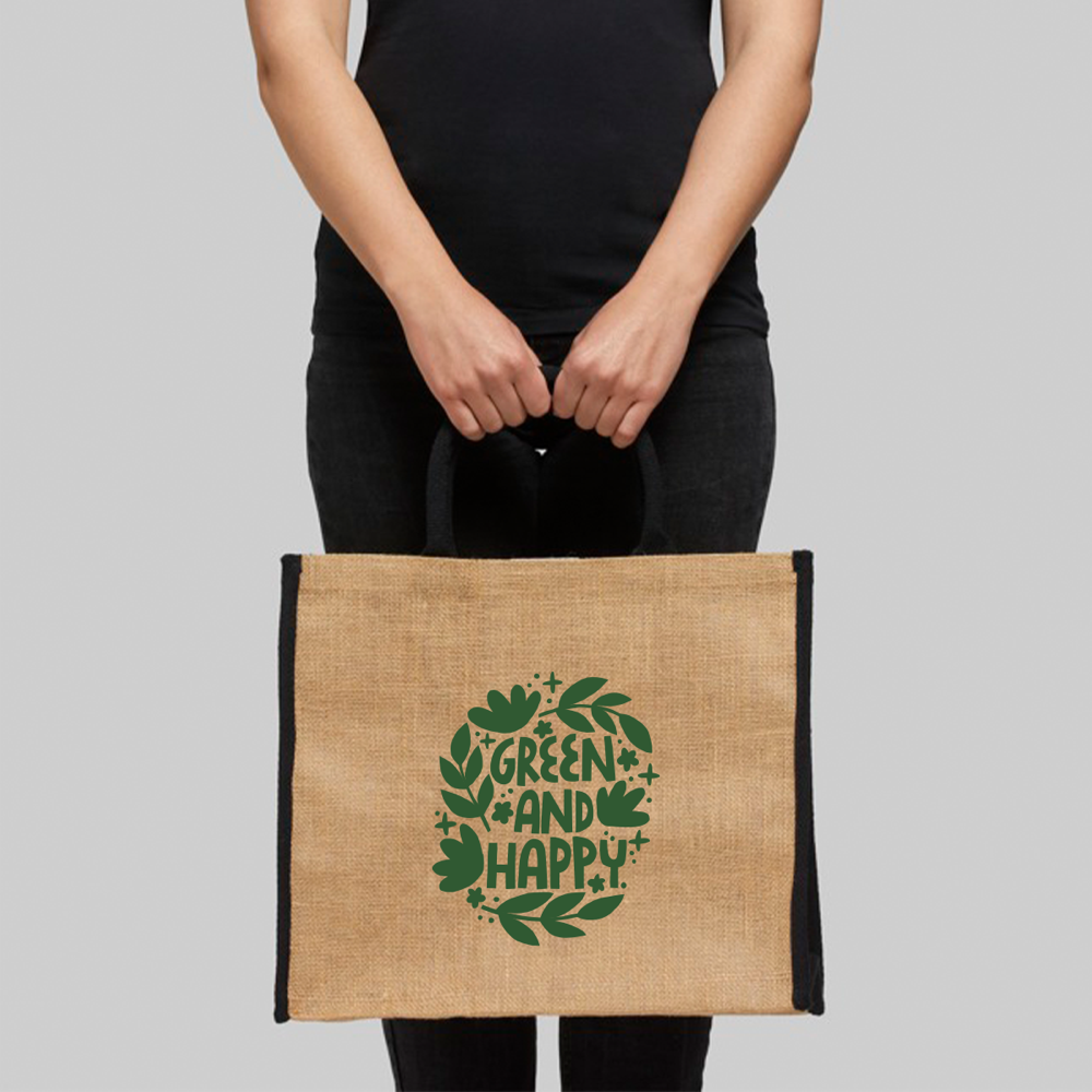 Sac cabas en jute 25L avec bords colorés