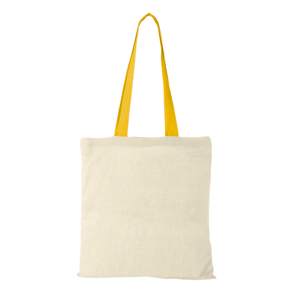 m² cotton tote bag coloured handles yellow
