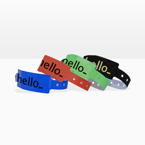 vinile per eventi con ampia superficie scrivibile trasparente Set di 100 bracciali in plastica personalizzabili e impermeabili