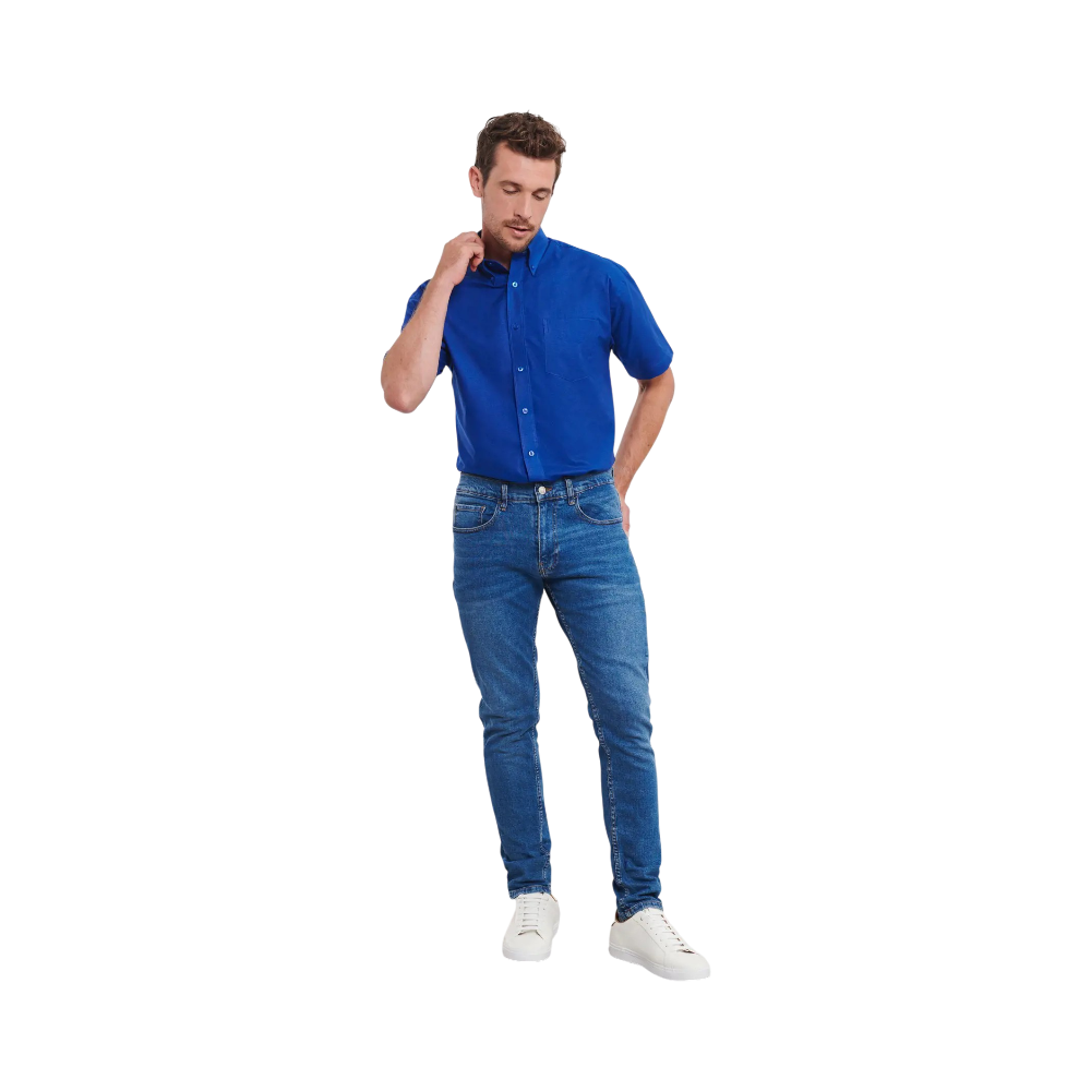 PDP - russellmenshortsleeveclassicoxfordshirt square #00000000 background