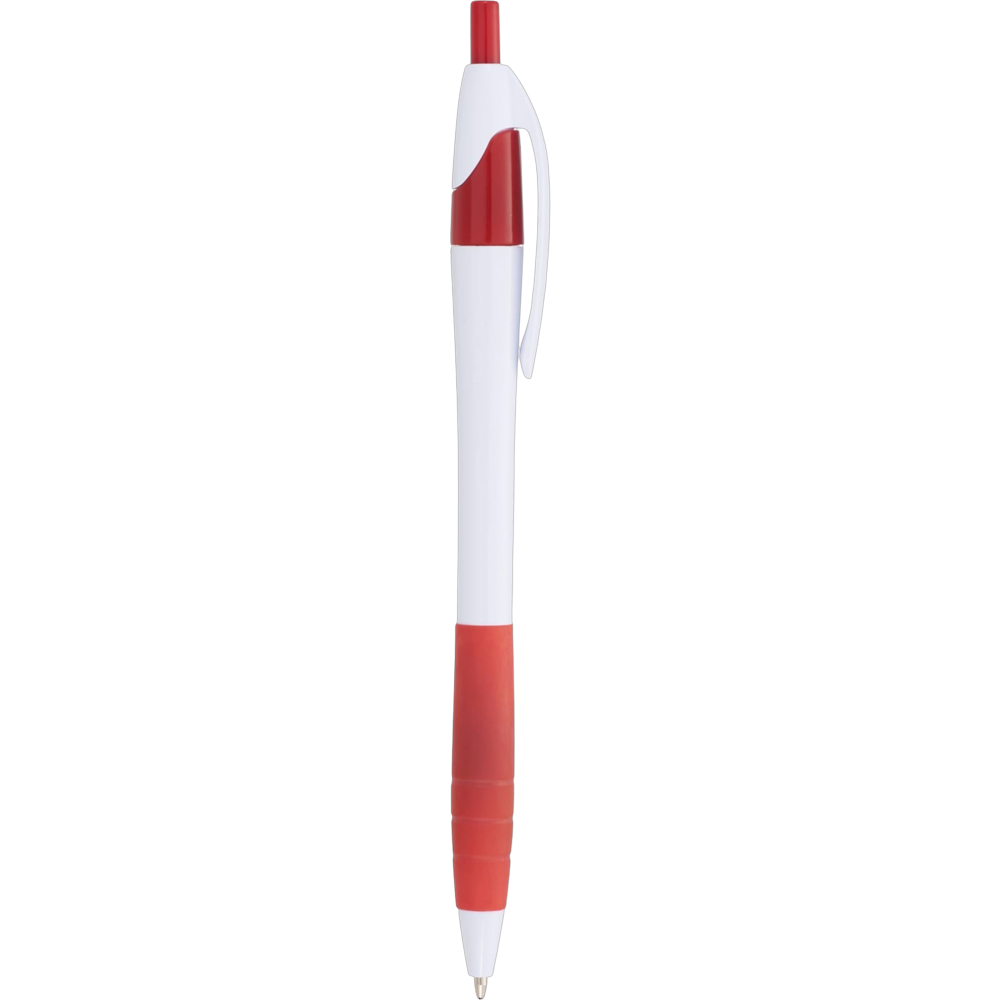 cougarrubbergripballpointpen white w red trim