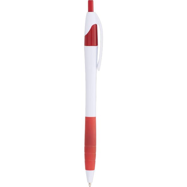 cougarrubbergripballpointpen white w red trim