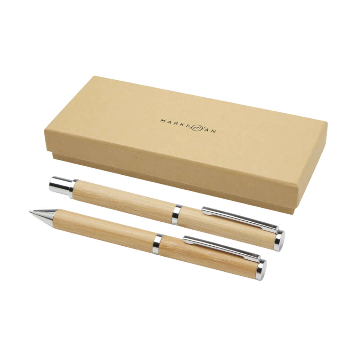 Image principale de Stylos à bille et roller en bambou Apolys - Coffret cadeau