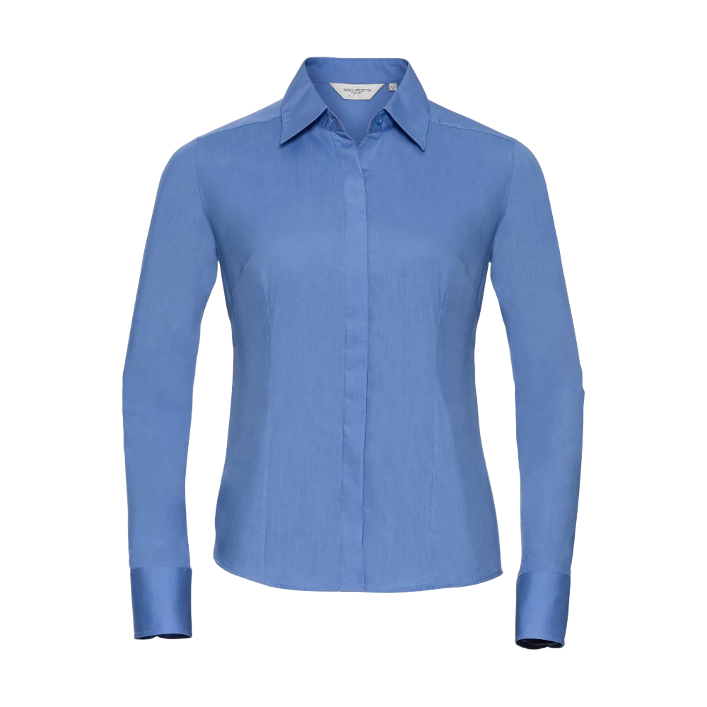 ICON - russellladieslslfittedpolycotpoplinshirt corporate_blue