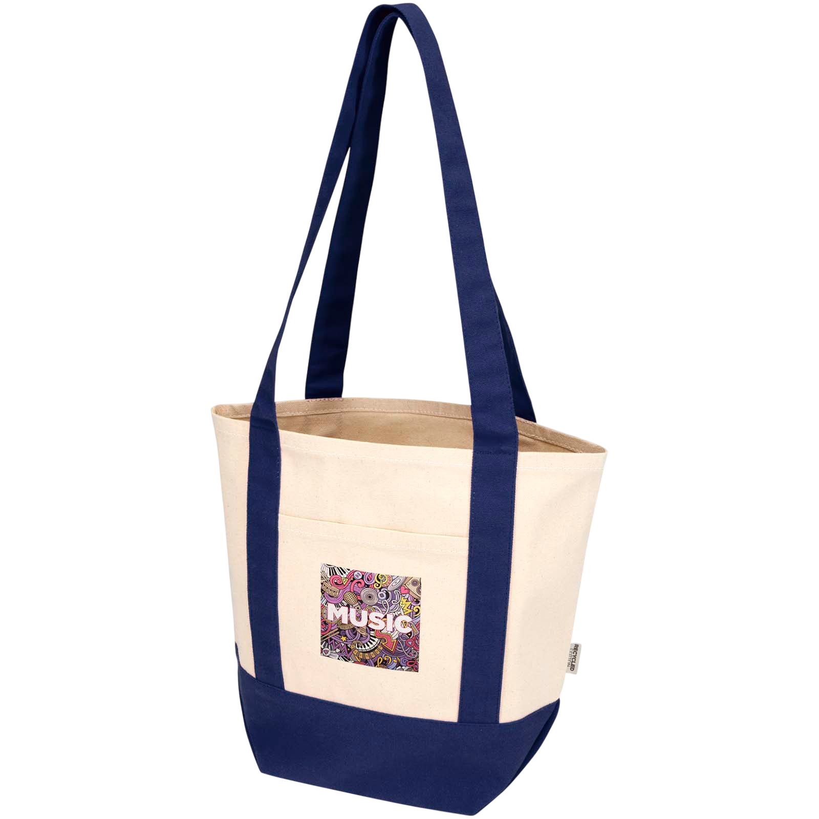COLOR ICON - sam320gmgrsrecycledminicottontotebag - Natural Navy