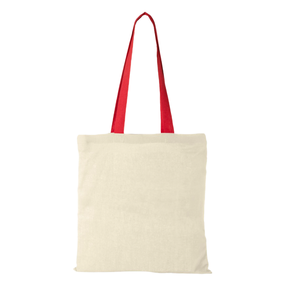 m² cotton tote bag coloured handles red