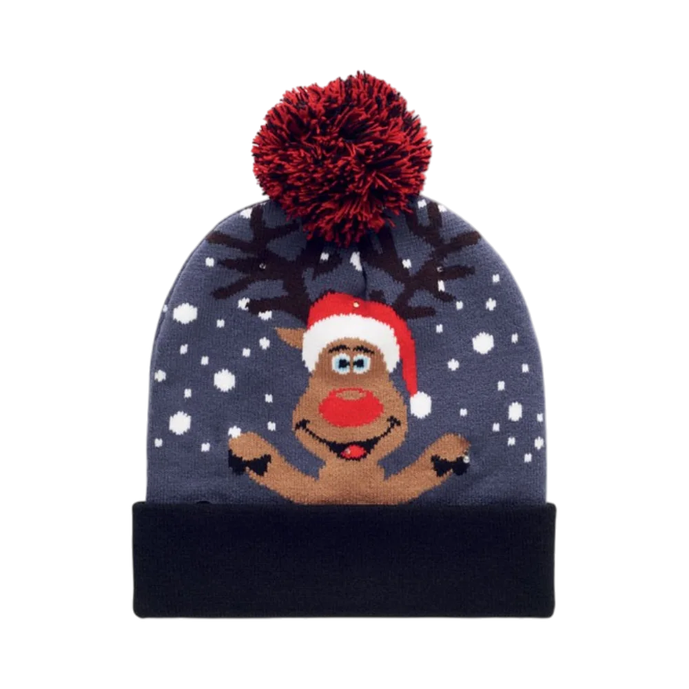 PDP - christmasknittedbeaniewith6ledlight3settinglights square #00000000 background
