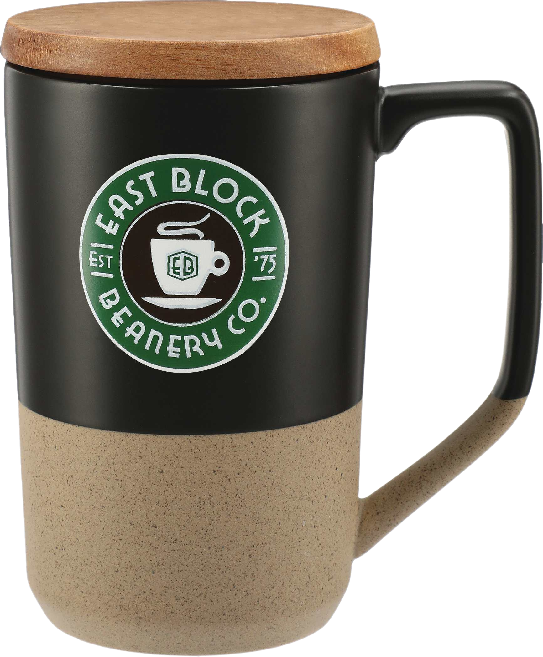 Ceramic Mug with Wood Lid 16 oz