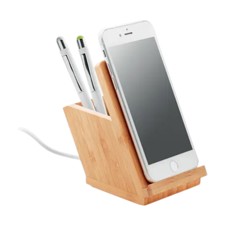 Bamboo Wireless Charger Pen Holder
