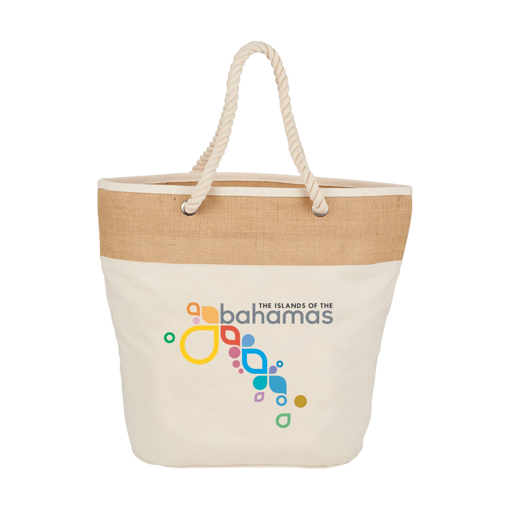 Jute Accent Cotton Canvas Rope Tote