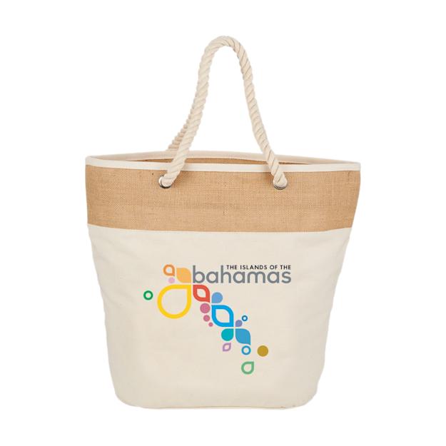 Jute Accent Cotton Canvas Rope Tote