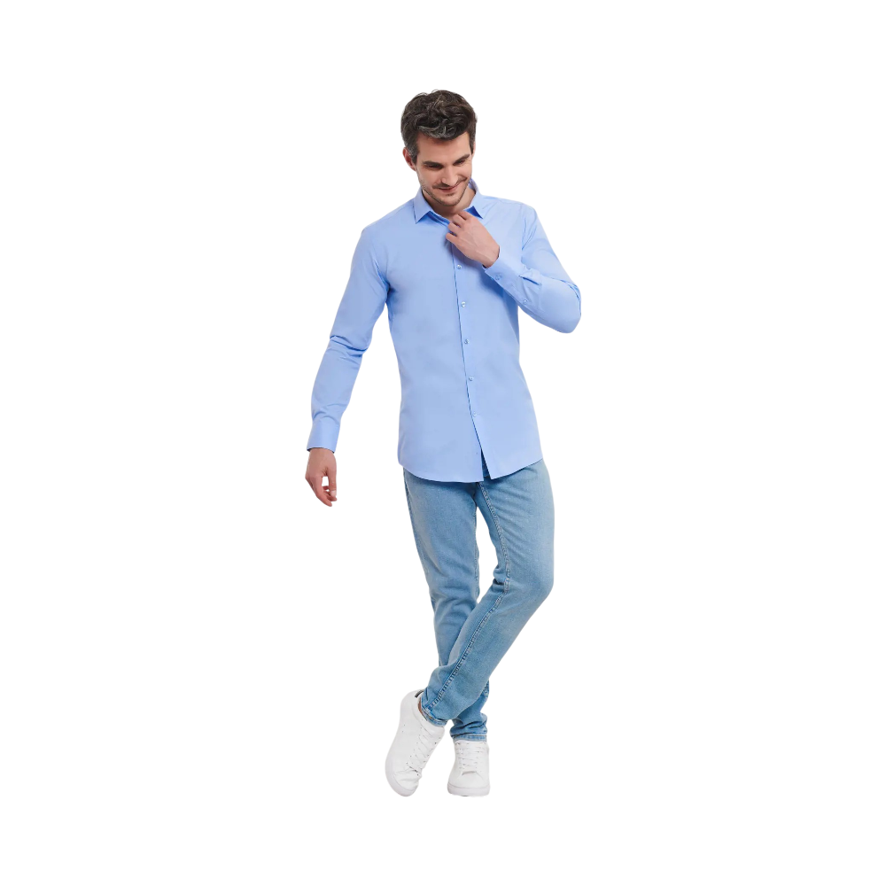 PDP - russellmenlslfittedultimatestretchshirt square #00000000 background