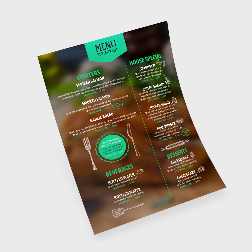 menu cards PDP