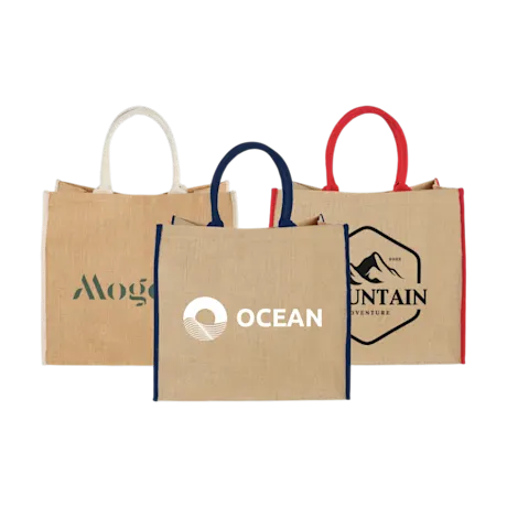 Coloured Edge Jute Tote Bag
