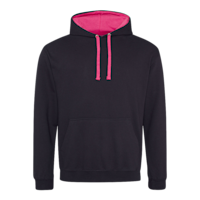 varsityhoodiejusthoods jetblack:hotpink