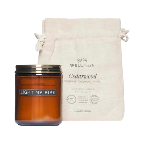 Wellmark Recycled Glass Cedar Wood Candle