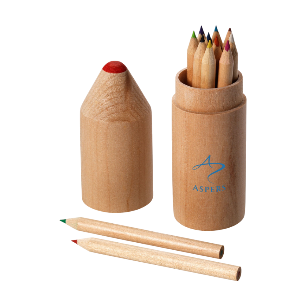 Set de 12 crayons de couleur en bois naturel