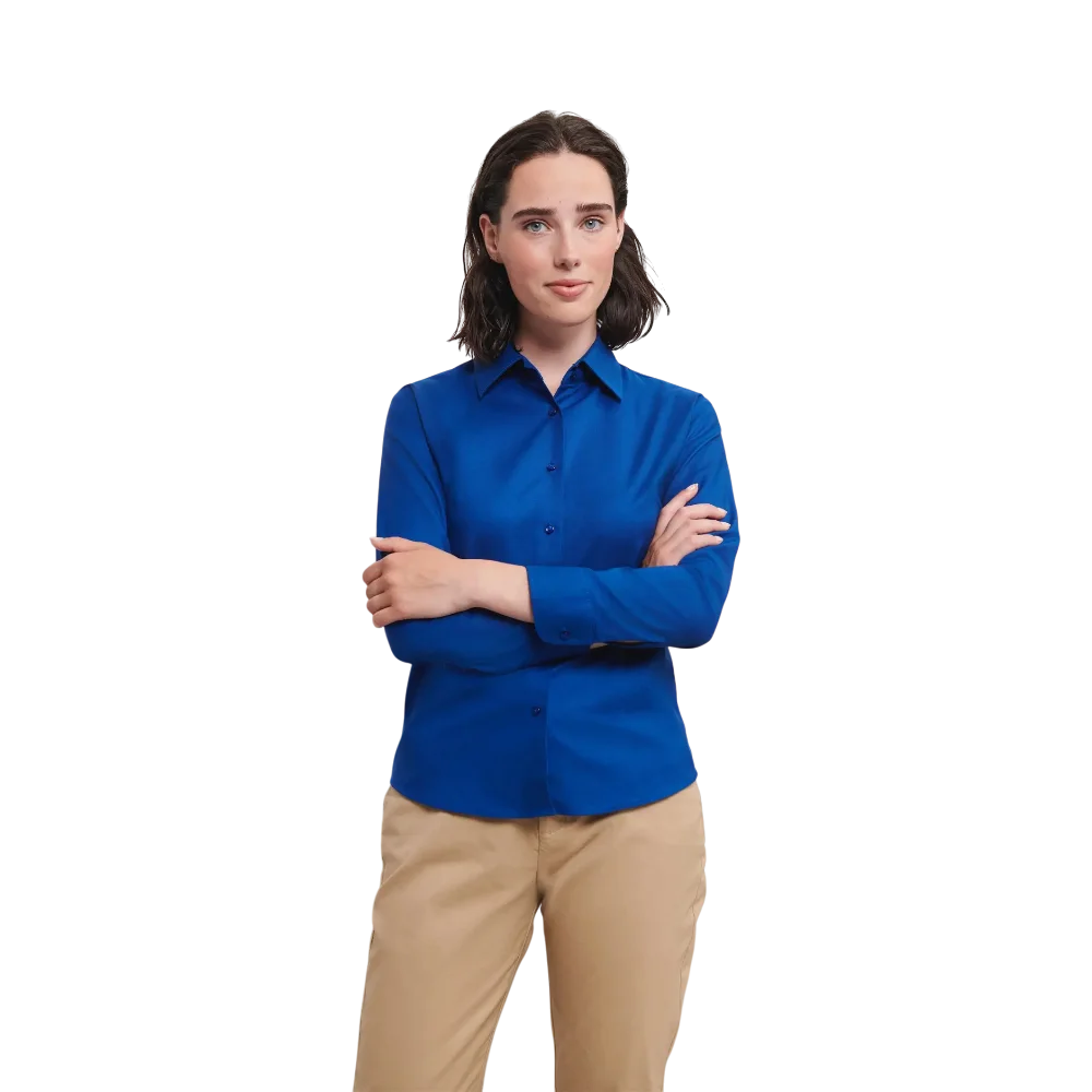 PDP - russellladieslslclassicoxfordshirt square #00000000 background