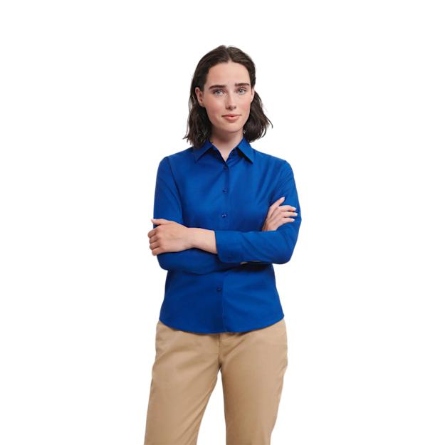 PDP - russellladieslslclassicoxfordshirt square #00000000 background