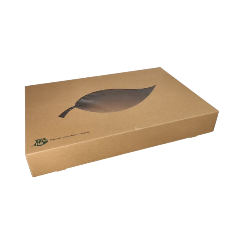Kartonnen cateringdozen met venster 55,7 x 37,6 x 8 cm