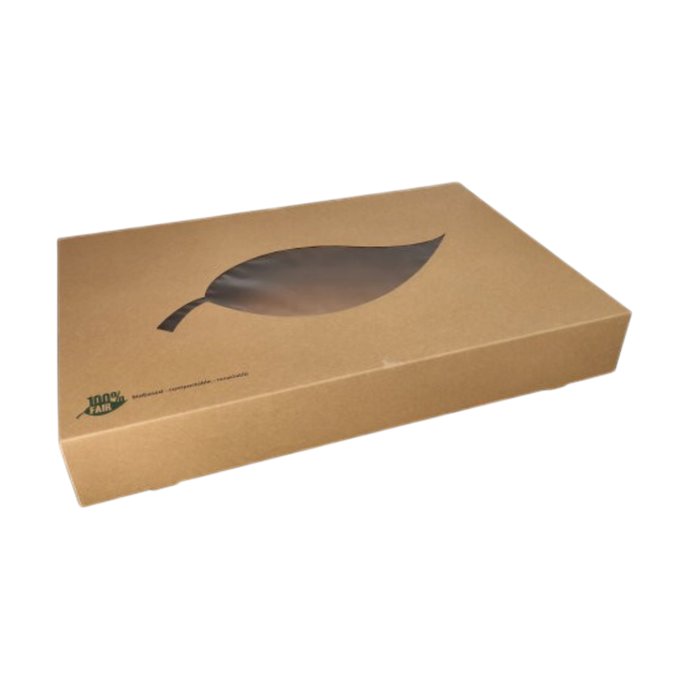 Kartonnen cateringdozen met venster 55,7 x 37,6 x 8 cm