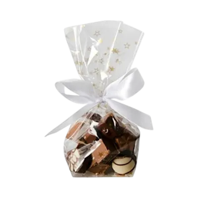 Sacchetti in Cellophane con Stelle Dorate 16 x 9,5 x 4 cm